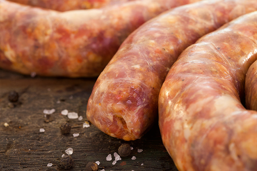 Gewürzte Iberico und Black Angus Boerewors